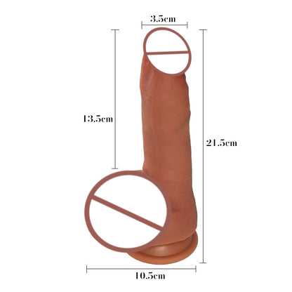 Realistic dildo with plump testicles 3.5 CM