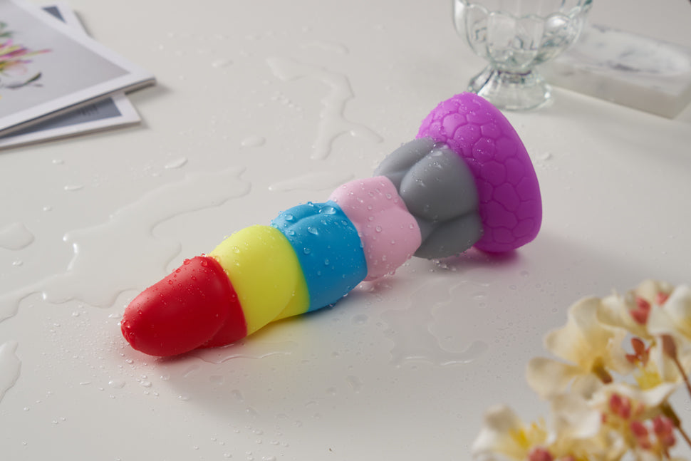 Regenboogdildo groot met zuignap